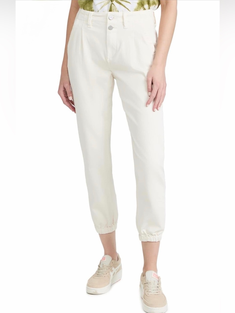 PAIGE Mayslie Pleated Jogger Pants Quartz Sand Ecru Utility Size 26